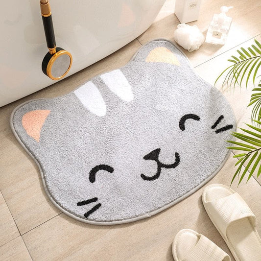 Tapis de bain antidérapant en forme de tête de chat – Doux, kawaii et absorbant