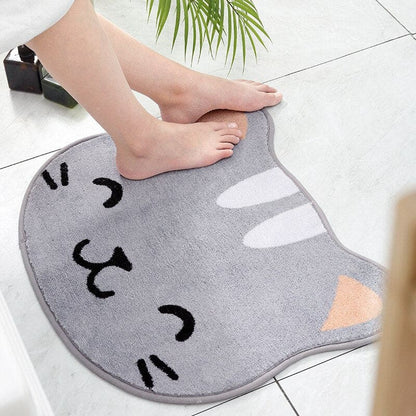 Tapis de bain antidérapant en forme de tête de chat – Doux, kawaii et absorbant