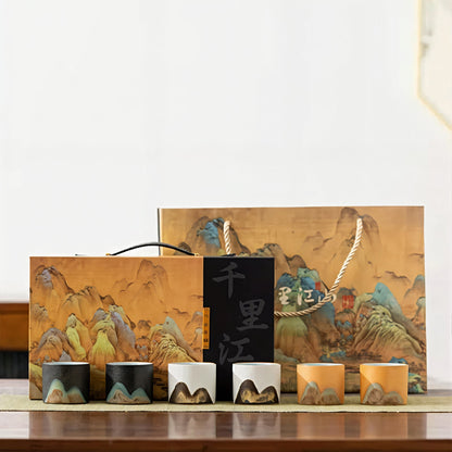 Ensemble Cadeau de 6 Tasses à Espresso Rustiques Fait Main