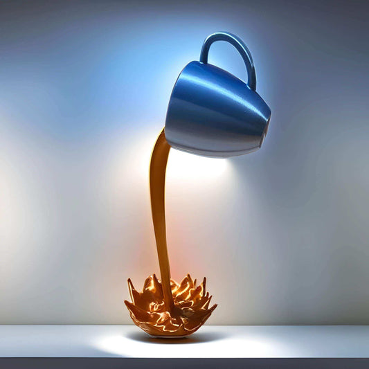 Sculpture Tasse de Café Renversée – Art Déco Original en Résine