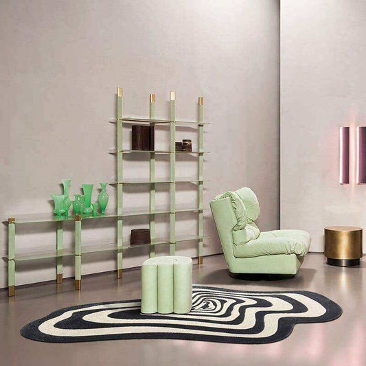 Tapis Illusion Optique Noir et Blanc – Design Moderne Antidérapant