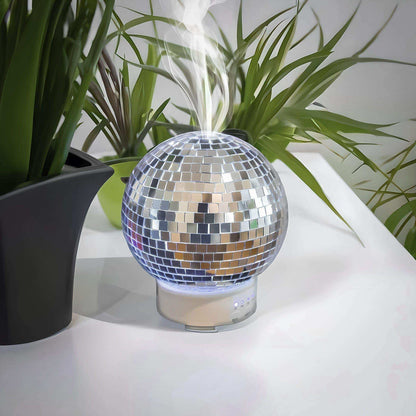 Diffuseur d’Huiles Essentielles Disco – Boule à Facettes Rotative avec Lumières LED et Brume Aromatique