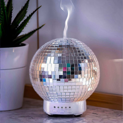 Diffuseur d’Huiles Essentielles Disco – Boule à Facettes Rotative avec Lumières LED et Brume Aromatique