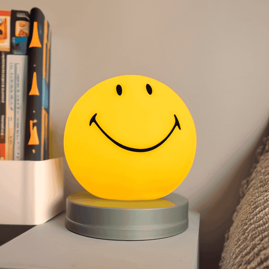 Lampe Veilleuse Smiley, LED Jaune, Tactile et Design