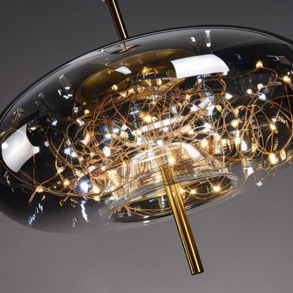 Suspension Verre Fumé LED Moderne Effet Céleste