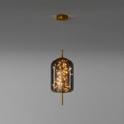 Suspension Verre Fumé LED Moderne Effet Céleste