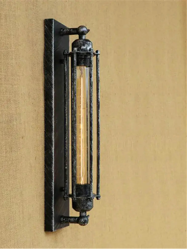Applique Murale Rustique Noire Vintage avec Ampoule à Filament Edison