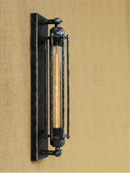 Applique Murale Rustique Noire Vintage avec Ampoule à Filament Edison