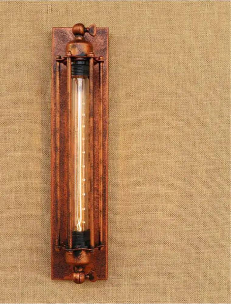 Applique Murale Rustique Noire Vintage avec Ampoule à Filament Edison