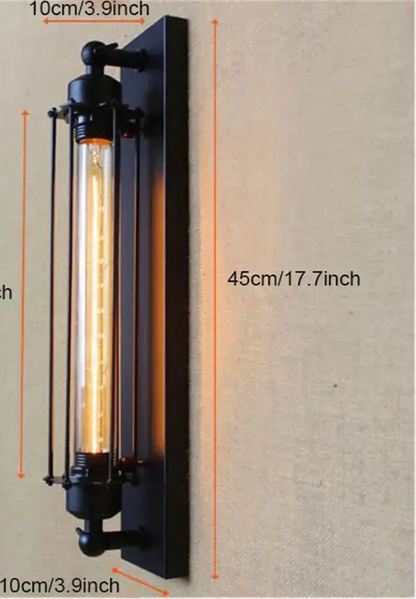 Applique Murale Rustique Noire Vintage avec Ampoule à Filament Edison