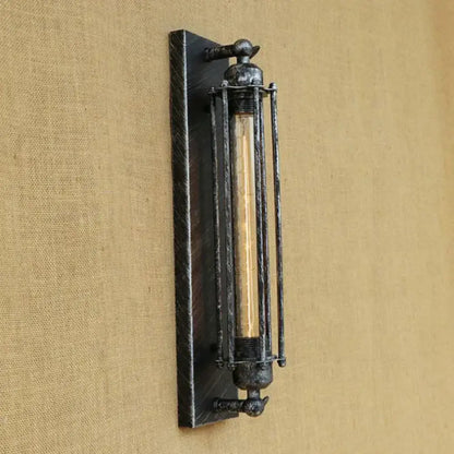 Applique Murale Rustique Noire Vintage avec Ampoule à Filament Edison