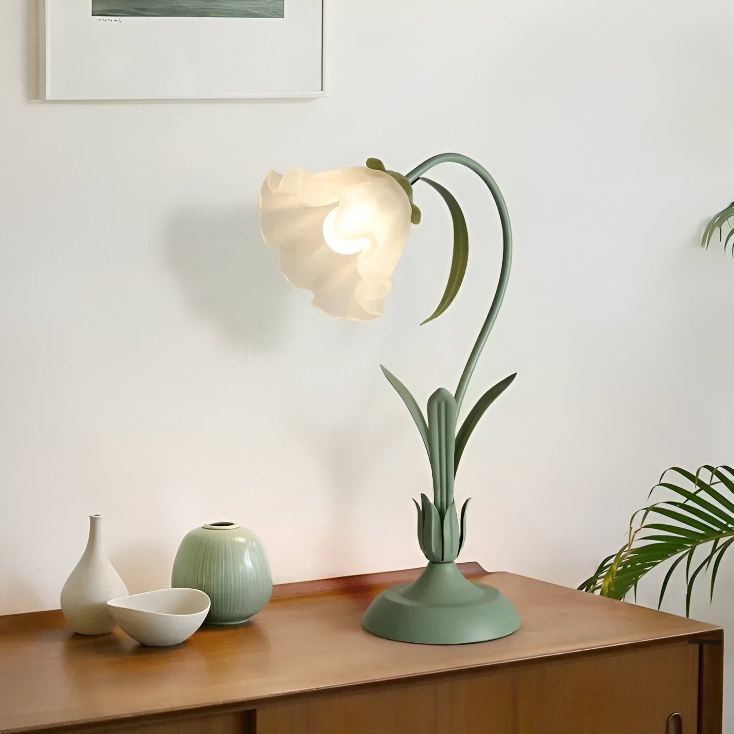 Vintage French Style – Lampe de Bureau à Fleurs de Style Français
