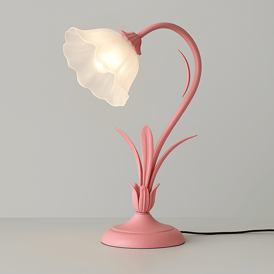 Vintage French Style – Lampe de Bureau à Fleurs de Style Français