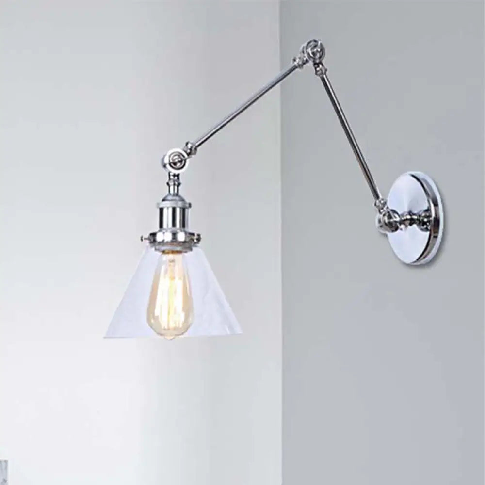 Applique Murale Vintage Verre Clair, Laiton ou Chrome