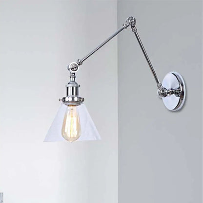 Applique Murale Vintage Verre Clair, Laiton ou Chrome