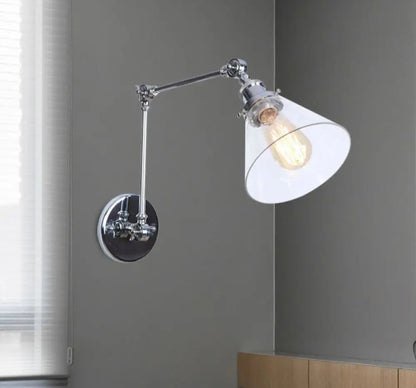 Applique Murale Vintage Verre Clair, Laiton ou Chrome