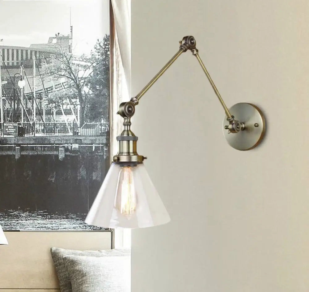 Applique Murale Vintage Verre Clair, Laiton ou Chrome