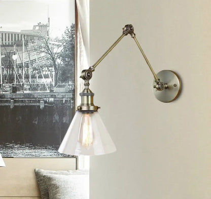 Applique Murale Vintage Verre Clair, Laiton ou Chrome