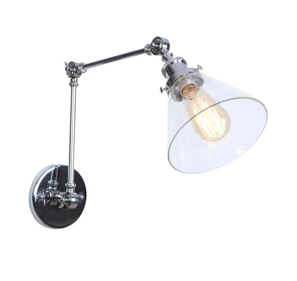 Applique Murale Vintage Verre Clair, Laiton ou Chrome