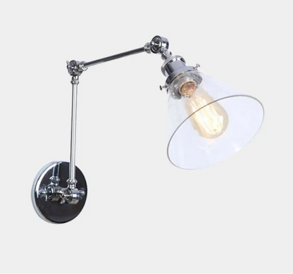 Applique Murale Vintage Verre Clair, Laiton ou Chrome