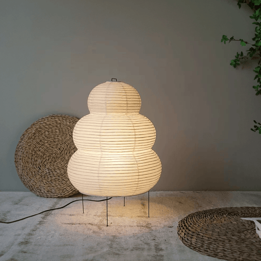 Lampe de Sol Wabi Sabi, Papier de Riz, Trépied Réglable