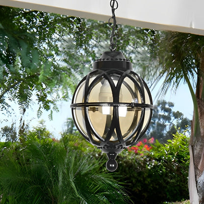 Lustre Extérieur Boule en Aluminium et Verre – Chaîne Réglable