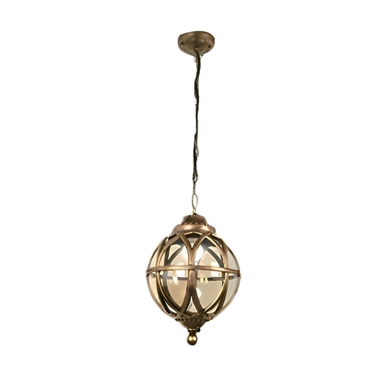 Lustre Extérieur Boule en Aluminium et Verre – Chaîne Réglable
