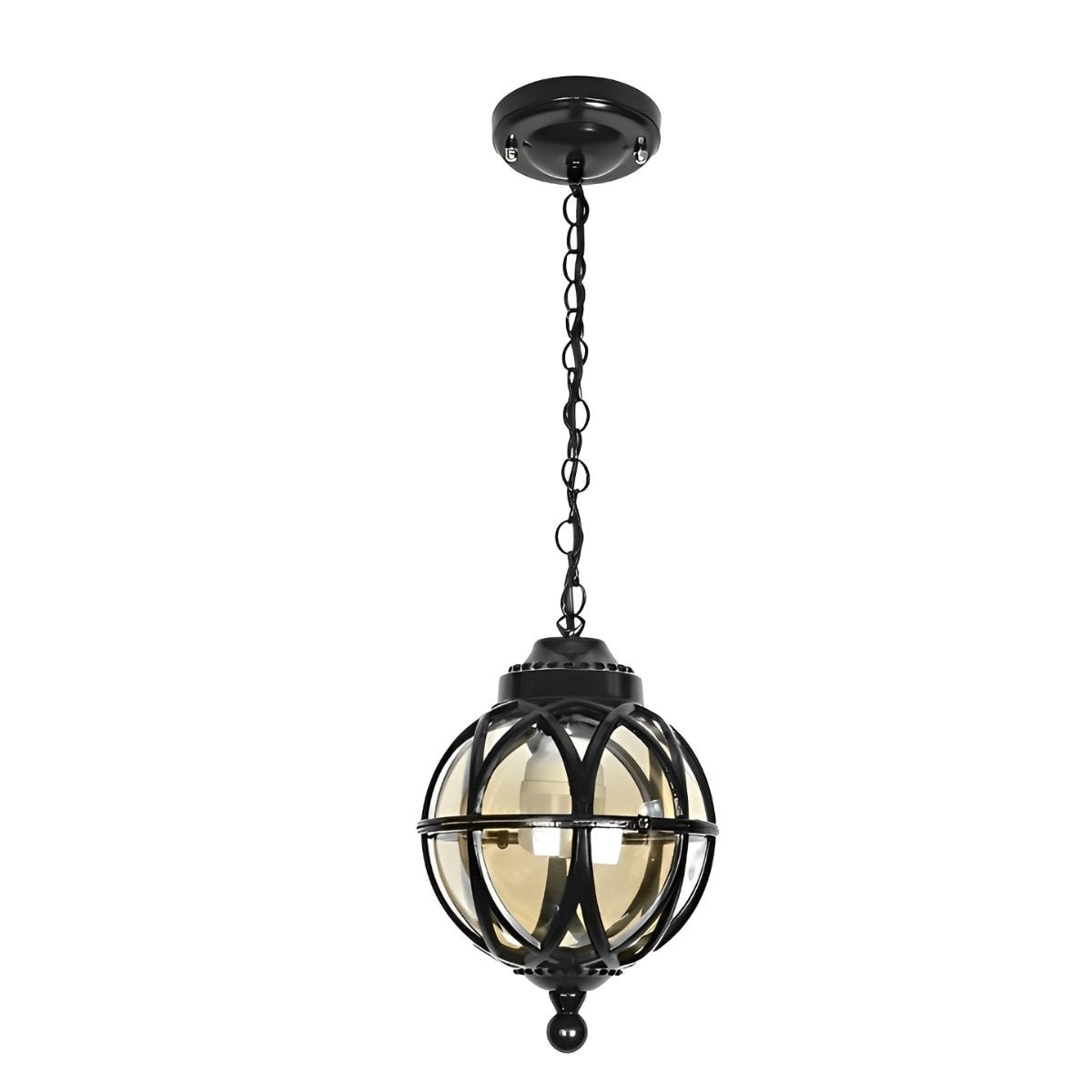 Lustre Extérieur Boule en Aluminium et Verre – Chaîne Réglable