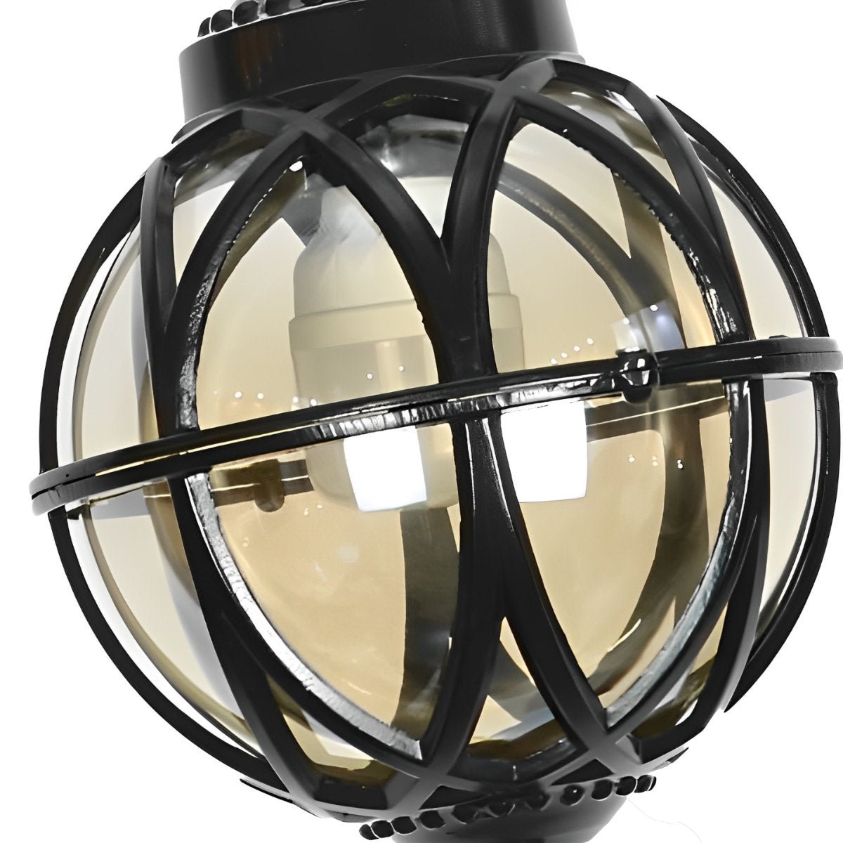 Lustre Extérieur Boule en Aluminium et Verre – Chaîne Réglable