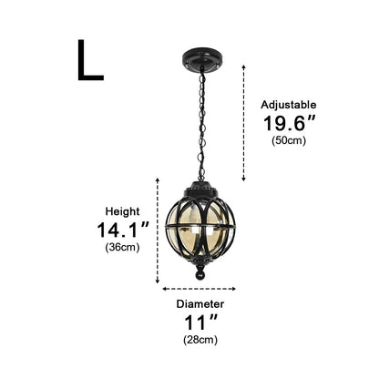 Lustre Extérieur Boule en Aluminium et Verre – Chaîne Réglable