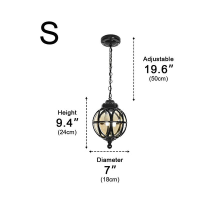 Lustre Extérieur Boule en Aluminium et Verre – Chaîne Réglable