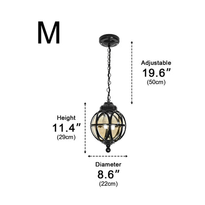 Lustre Extérieur Boule en Aluminium et Verre – Chaîne Réglable