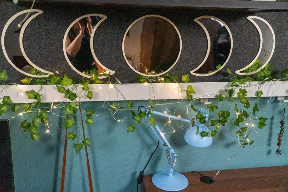 Ensemble de miroirs muraux phases lunaires en bois – Pour une touche mystique et bohème