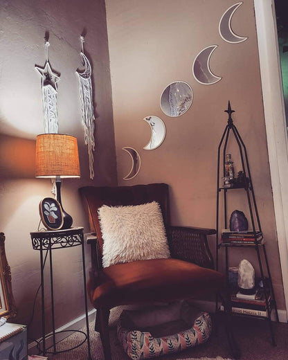 Ensemble de miroirs muraux phases lunaires en bois – Pour une touche mystique et bohème