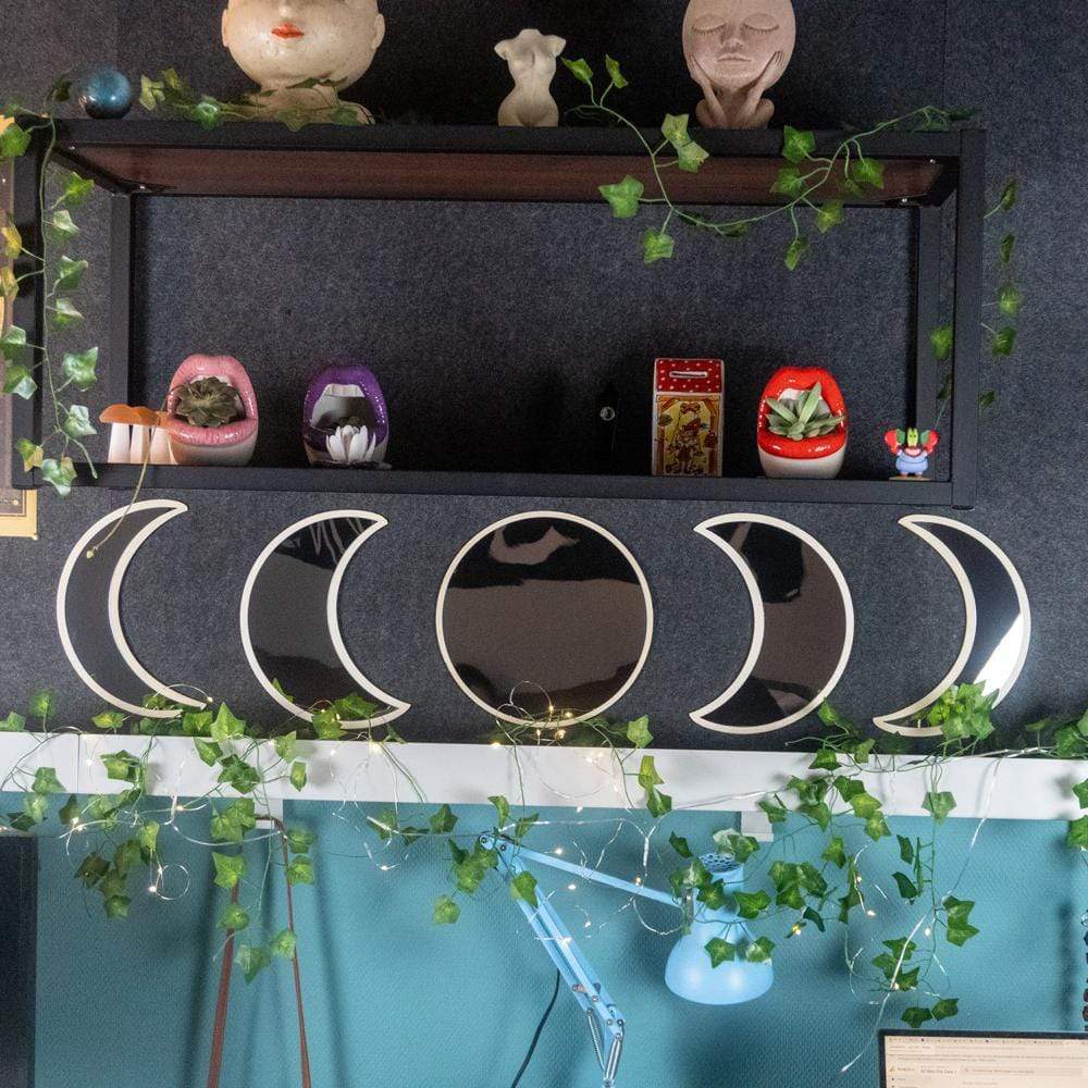 Ensemble de miroirs muraux phases lunaires en bois – Pour une touche mystique et bohème