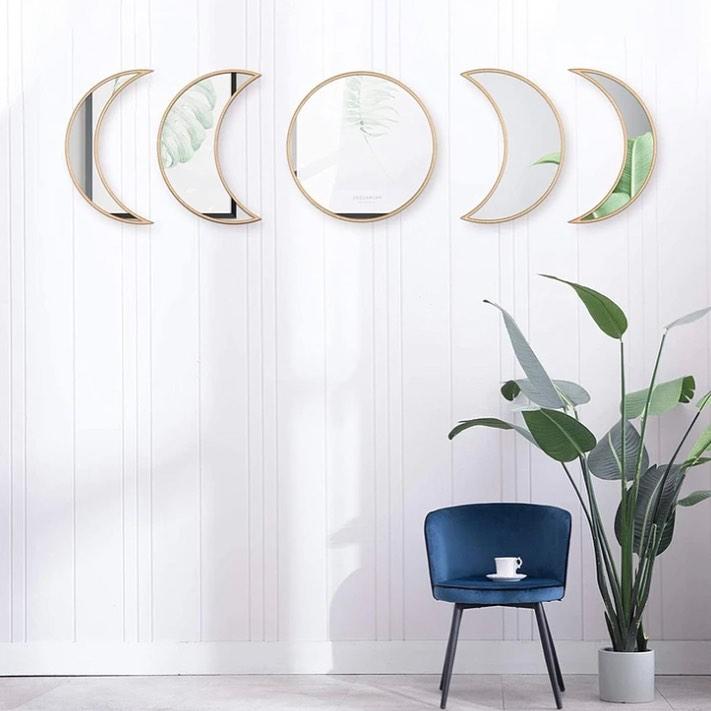 Ensemble de miroirs muraux phases lunaires en bois – Pour une touche mystique et bohème