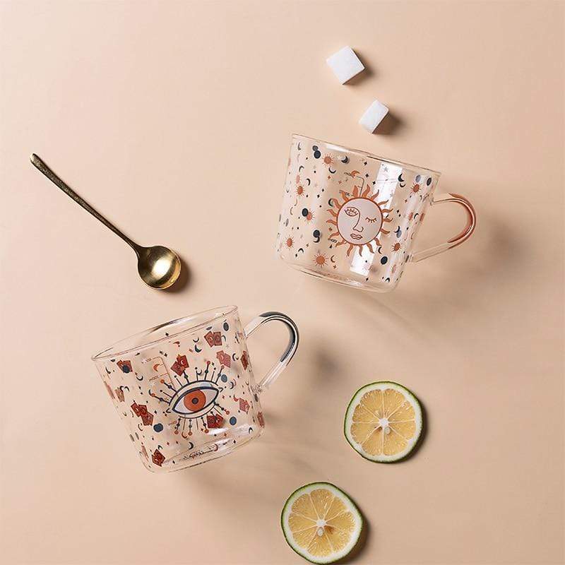Tasse en Verre Soleil & Œil Protecteur