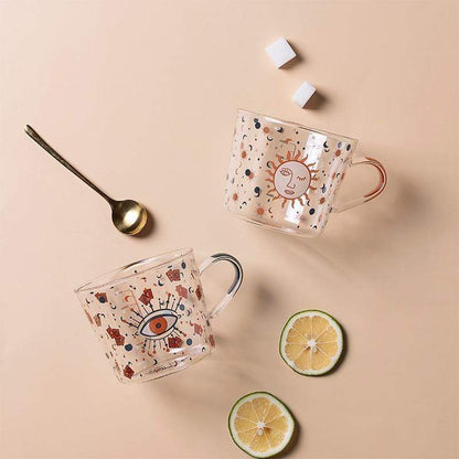Tasse en Verre Soleil & Œil Protecteur