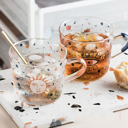 Tasse en Verre Soleil & Œil Protecteur