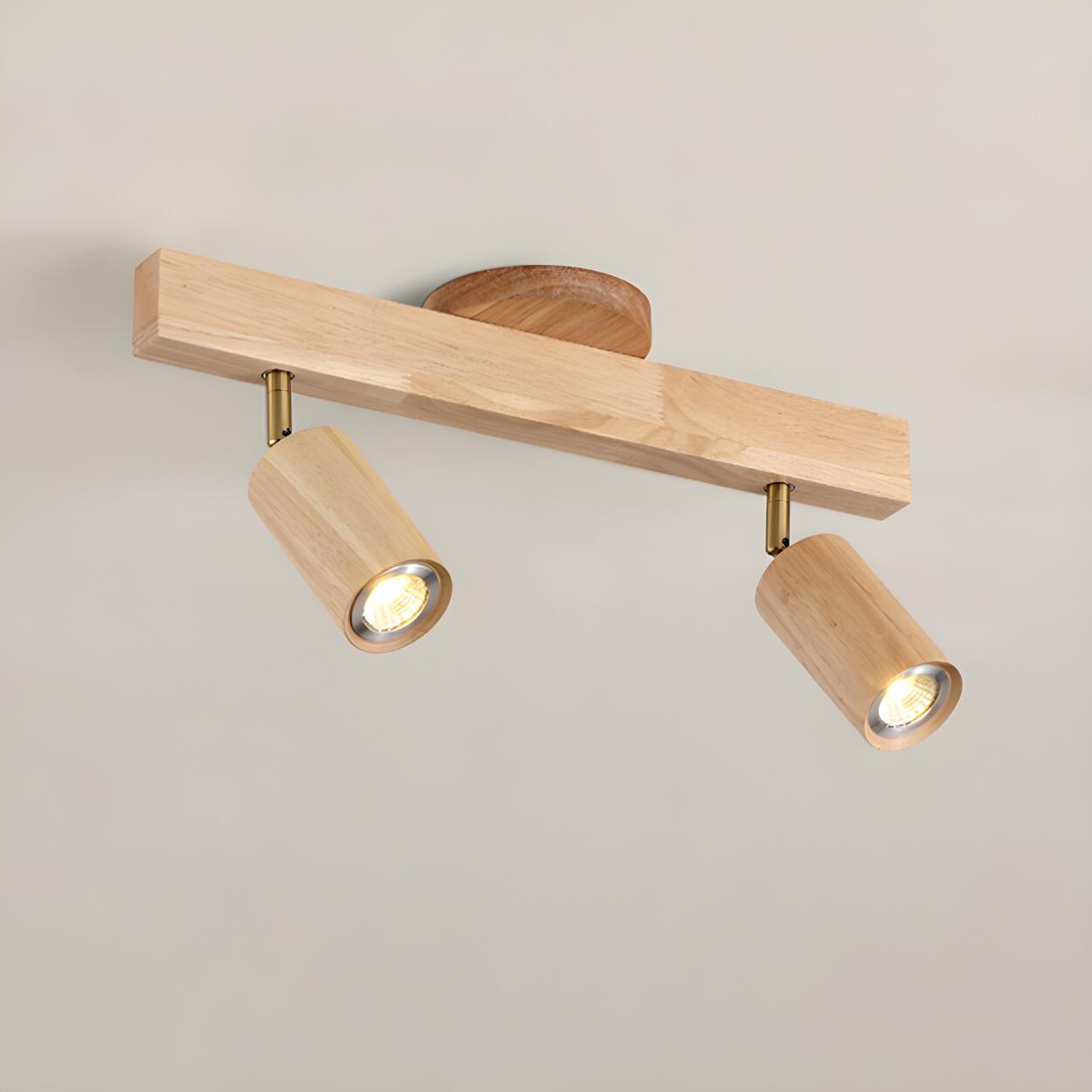 Plafonnier Semi-Encastré en Bois avec Spot Réglable