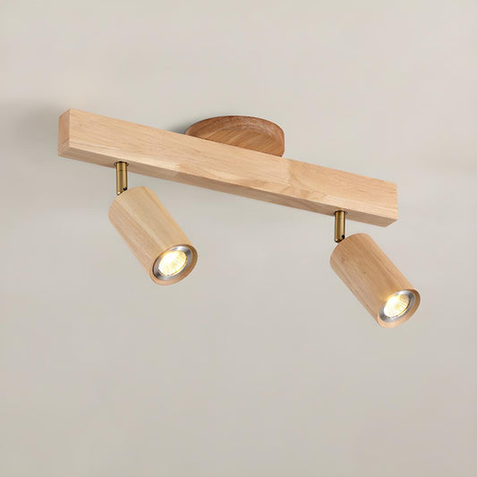 Plafonnier Semi-Encastré en Bois avec Spot Réglable