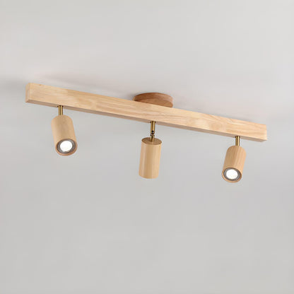 Plafonnier Semi-Encastré en Bois avec Spot Réglable