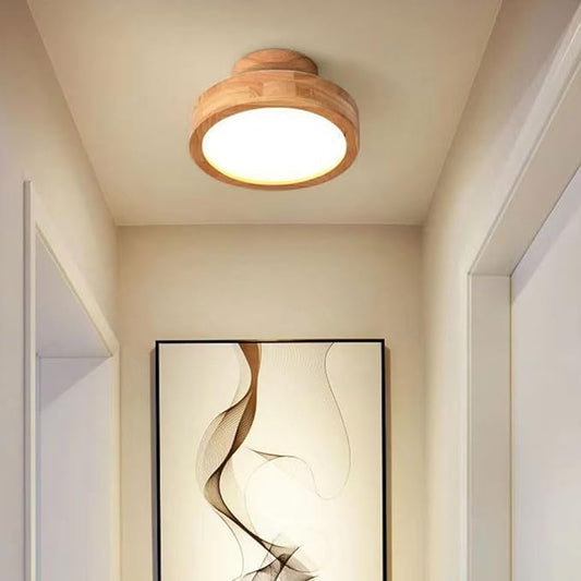 Lampe de Plafond LED Moderne en Bois